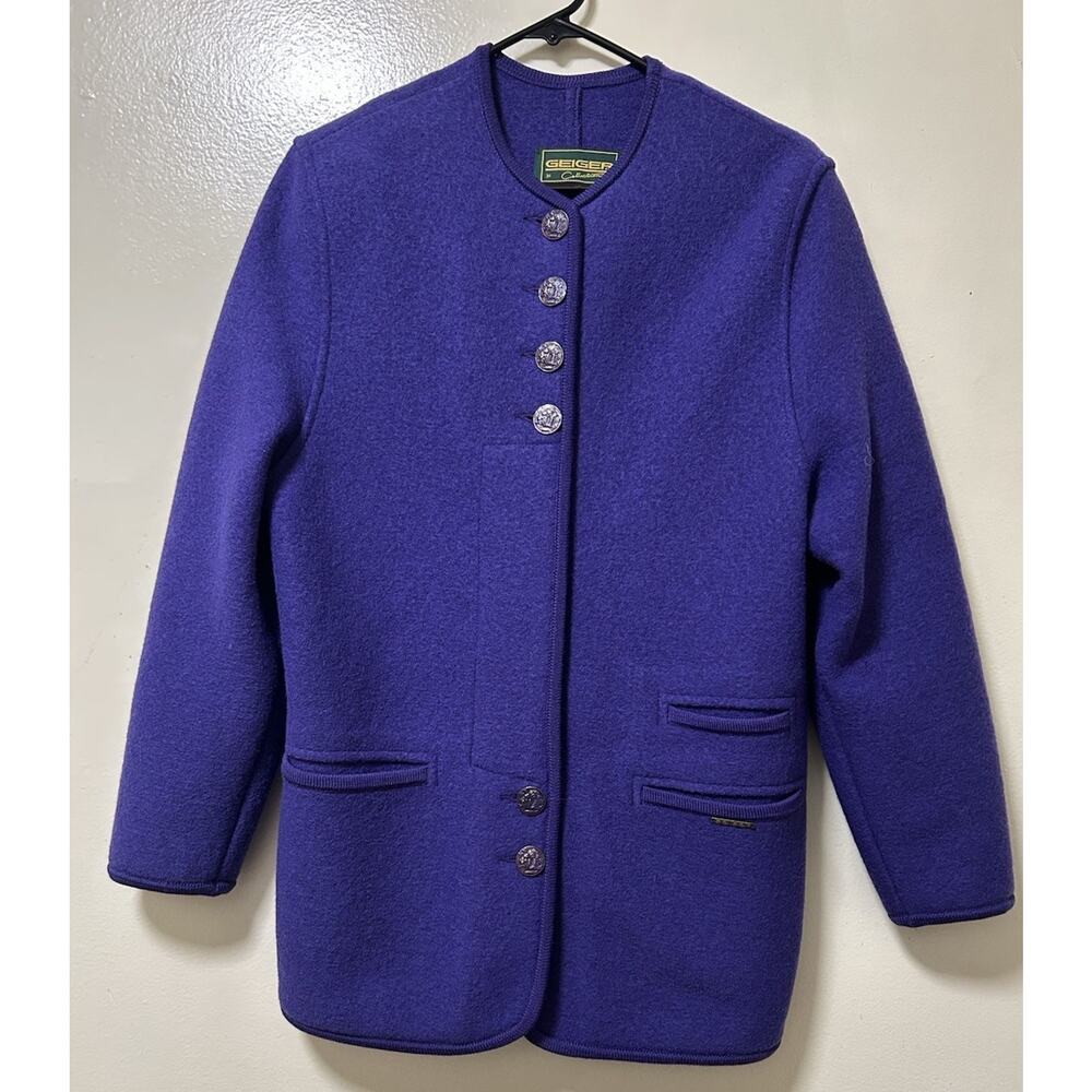 Geiger Collection Austria Women's Indigo Wool Mid Length Jacket Coat-Sz 34/Small
